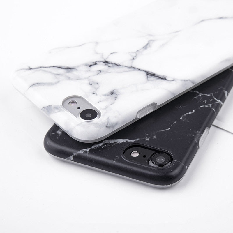 Marble Stone Gel Case for Apple iPhone 7 6s 6 8 Plus  X  XR XS Max Cases Black White Soft Squishy phone Case