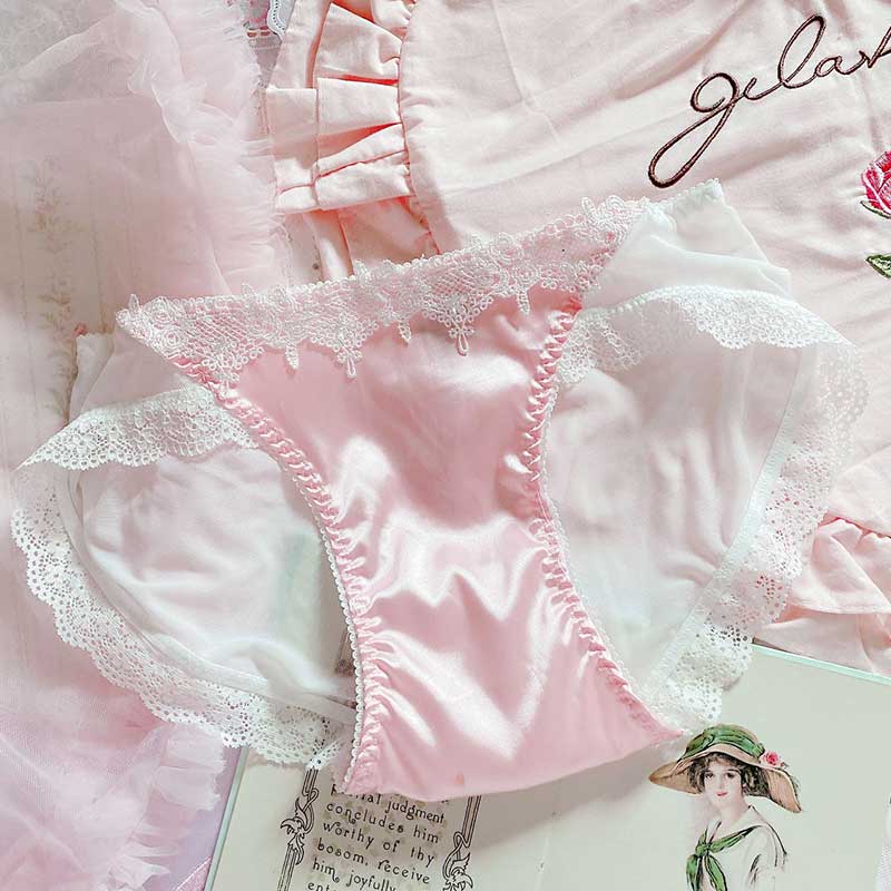 Japanese-Style Soft Girl Thin Transparent Pink Lolita Loli Lace Cute Sexy Underwear