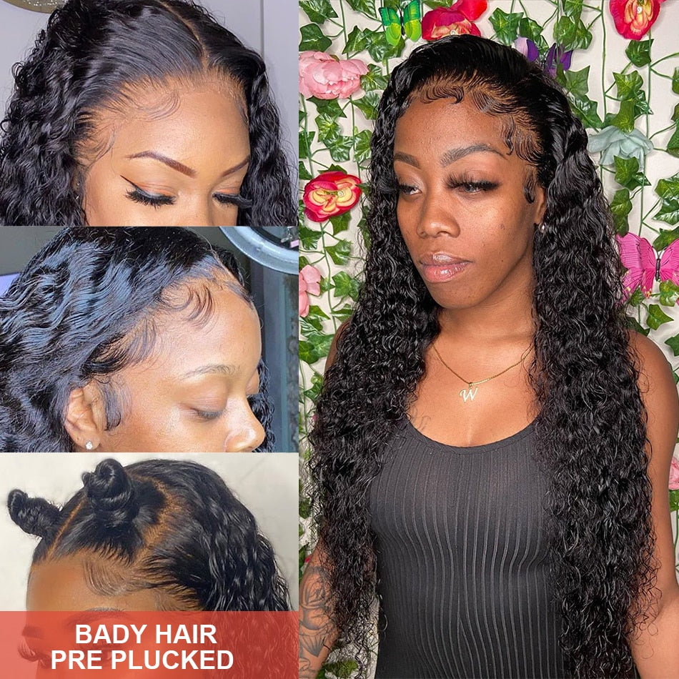 Water Wave Lace Front Wig Full Lace Front Human Hair Wigs For Black Women 30 34 Inch HD Wet And Wavy Loose Deep Wave Frontal Wig