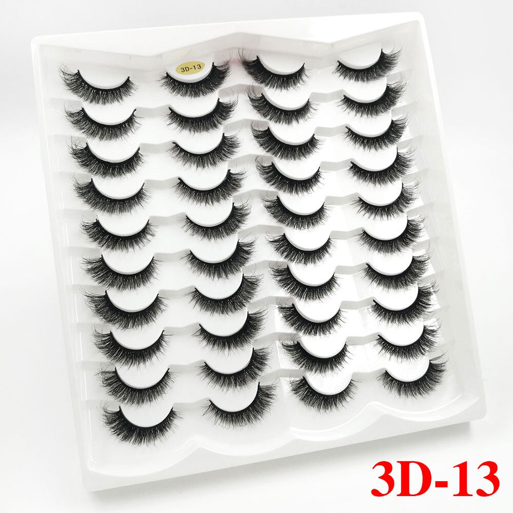 5/20Pairs Fake Lashes 3D Faux Mink Lashes Fluffy Soft Wispy Volume Natural long 8-25mm False Eyelashes Reusable Eyelashs