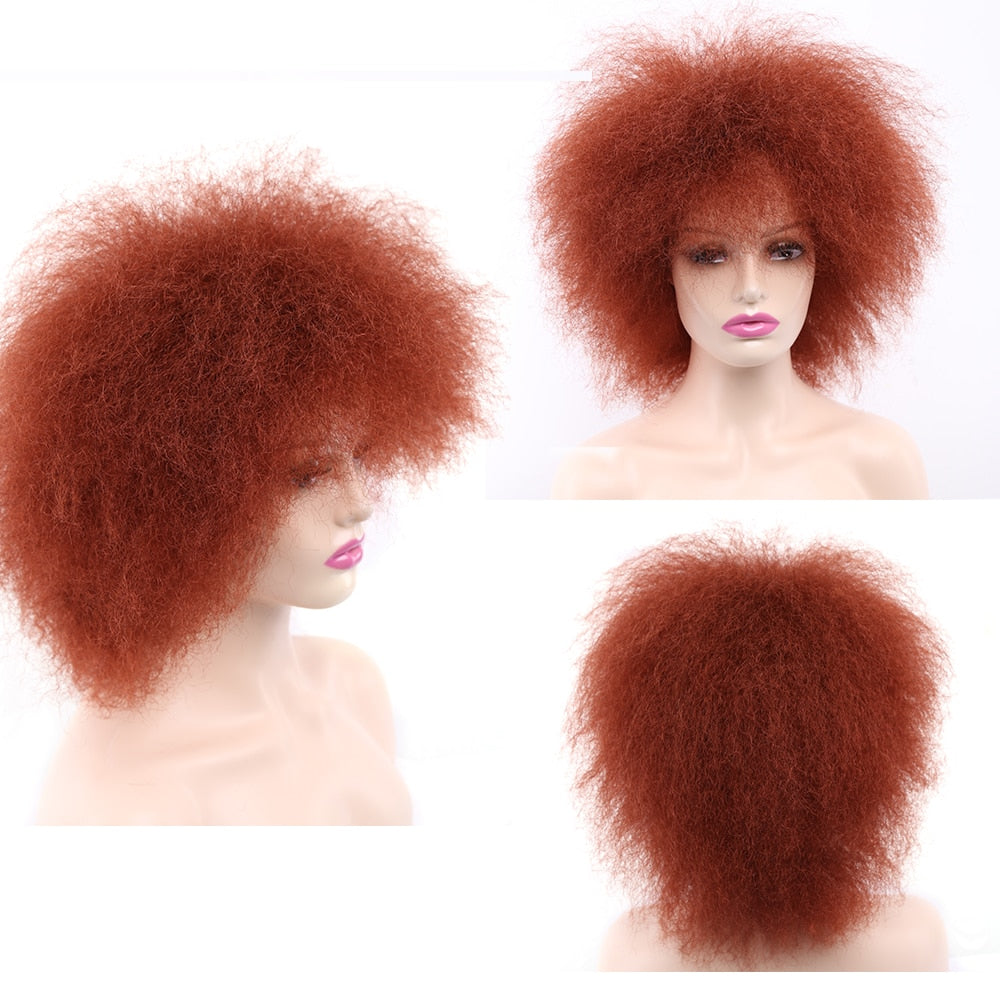 Amir Synthetic Kinky Curly Wig Short Afro Wigs Black Brown Red Color 6inch Short Wig