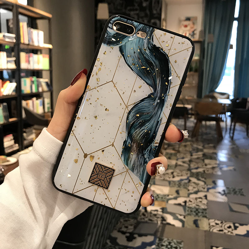 Glitter Gold Marble Case For iPhone 12 11Pro X XS Max XR Soft TPU Granite Geometry Cover For iPhone 7 8 6s Plus Cover Phone Case