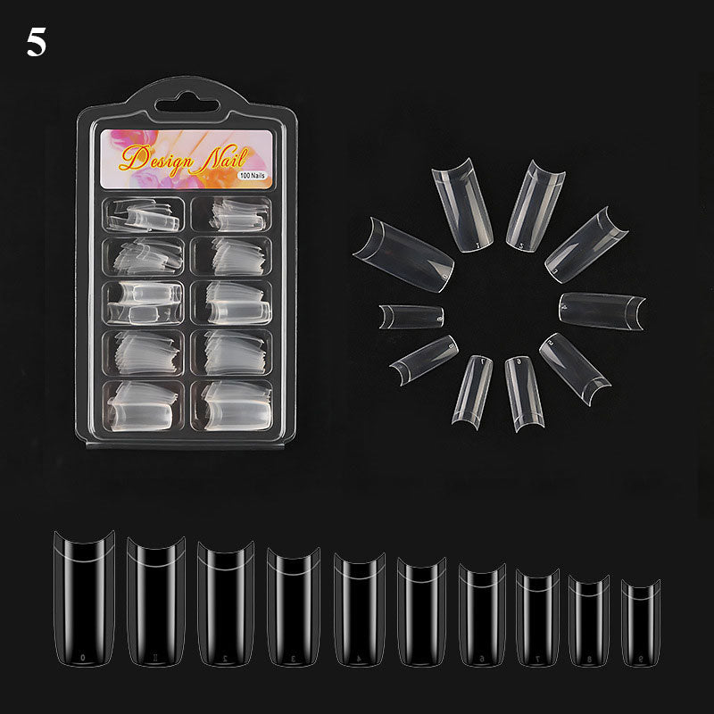 100pcs/box Clear Transparent Seamless Fake Nails Full Coverage False Nails Tips Short T-shaped Water Drop Full Sticker For Nails