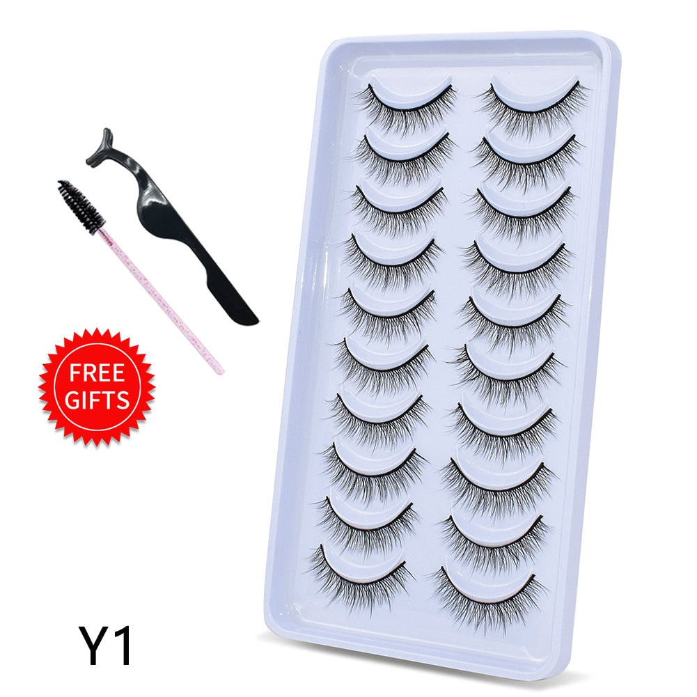 5/10/14Pairs Natural False Eyelashes Dramatic 3D Mink Lashes HandMade Fake Eyelash Extension Reusable Makeup Tool