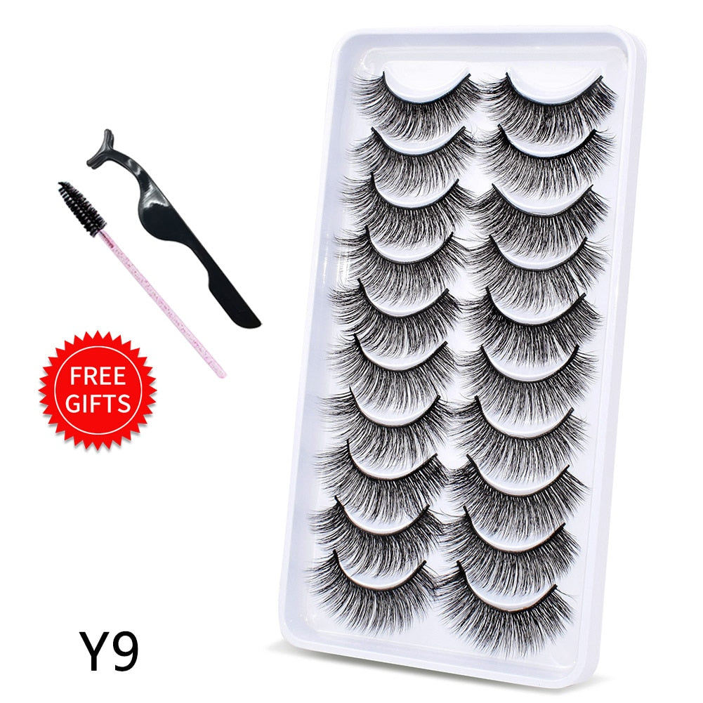 5/10/14Pairs Natural False Eyelashes Dramatic 3D Mink Lashes HandMade Fake Eyelash Extension Reusable Makeup Tool