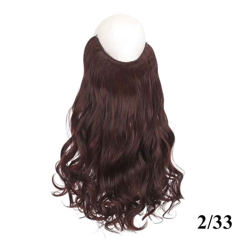 Synthetic 24 Inches No Clips In Natural Hidden Secret False Hair Piece Hair Extension Long Curly Fish Line Hair Pieces