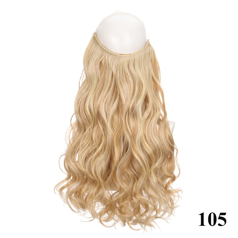 Synthetic 24 Inches No Clips In Natural Hidden Secret False Hair Piece Hair Extension Long Curly Fish Line Hair Pieces