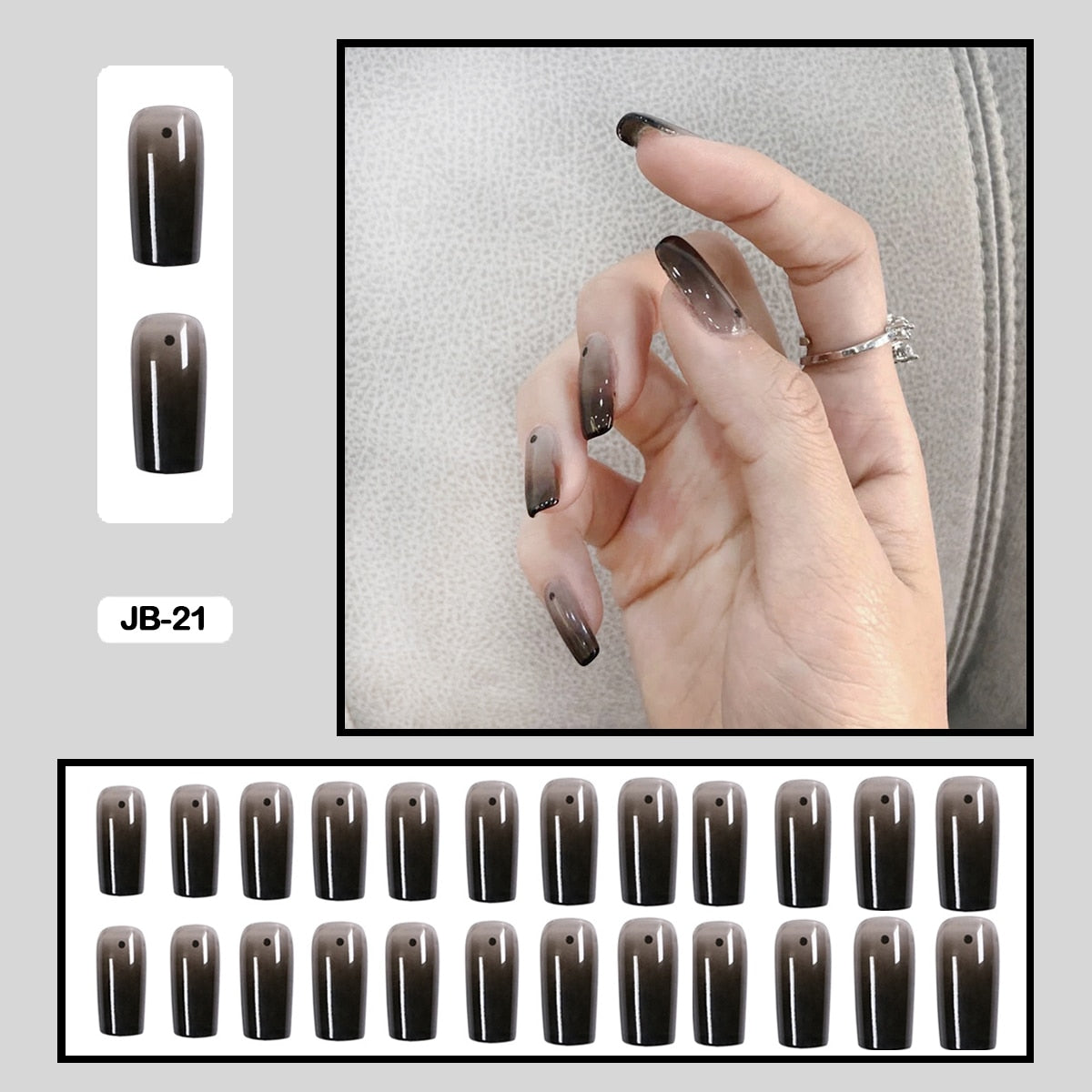 24pcs Gradient Long Trapezoidal Ballet Wearable False Nails Nail Art Fake Nails With Glue And Wearing Tools