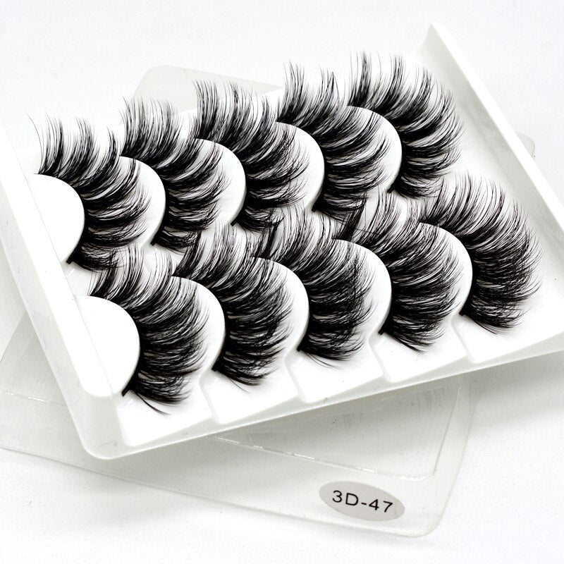 5-20 Pairs 3D Mink False Eyelashes Handmade Wispy Fluffy Long Lashes Natural