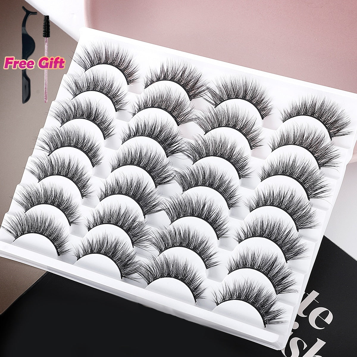 5/10/14Pairs Natural False Eyelashes Dramatic 3D Mink Lashes HandMade Fake Eyelash Extension Reusable Makeup Tool