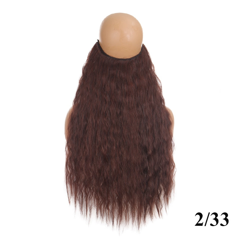 Synthetic 24 Inches No Clips In Natural Hidden Secret False Hair Piece Hair Extension Long Curly Fish Line Hair Pieces