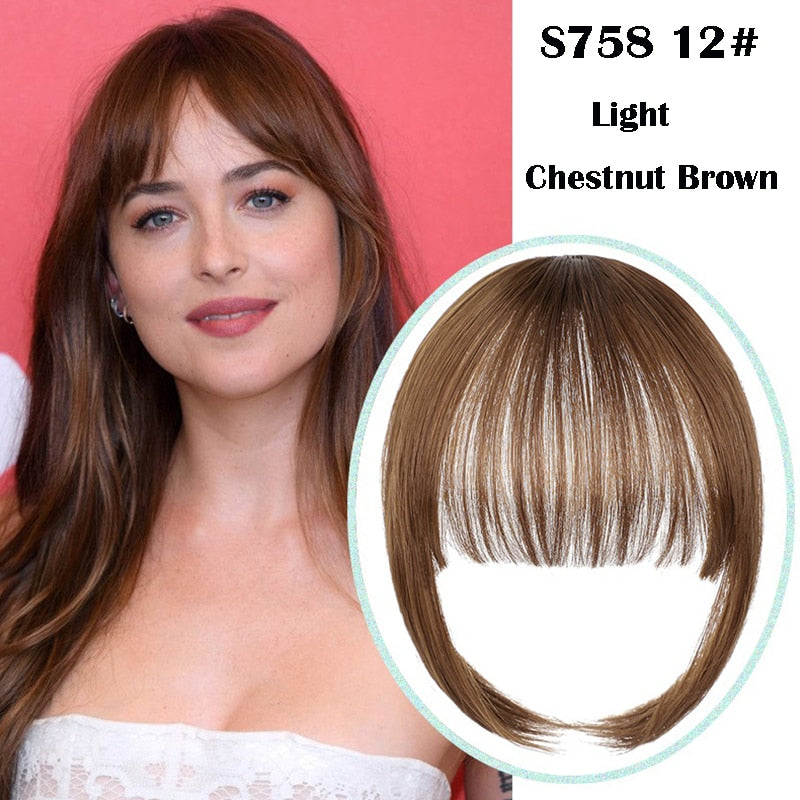 False Bangs Synthetic Hair Extension Fake Fringe Natural hair clip on bangs Light Brown wigs