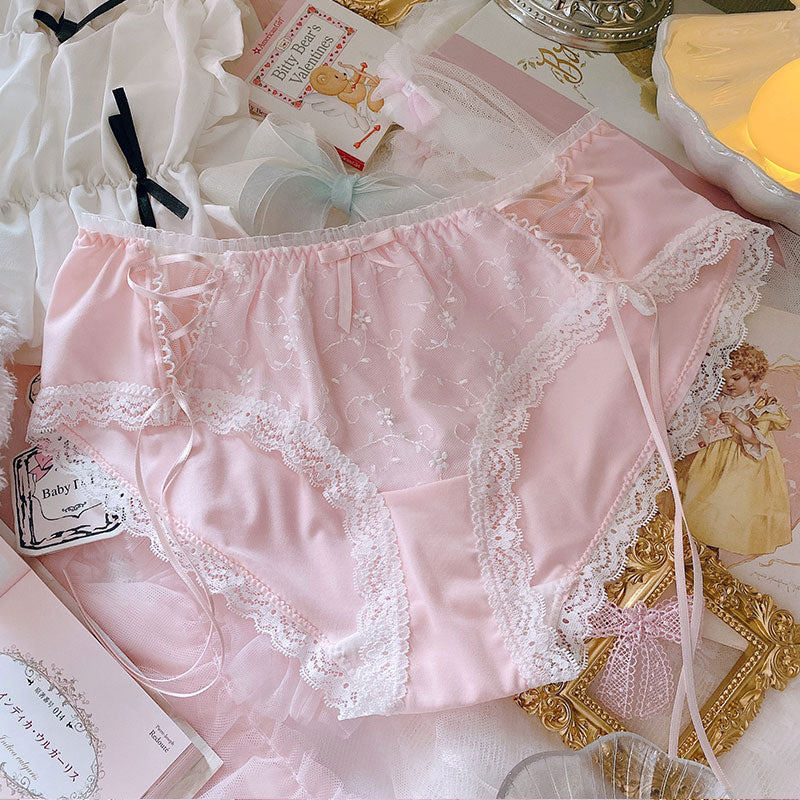 Japanese-Style Soft Girl Thin Transparent Pink Lolita Loli Lace Cute Sexy Underwear