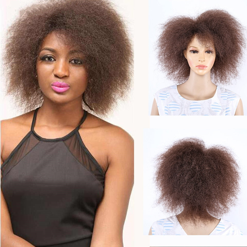 Amir Synthetic Kinky Curly Wig Short Afro Wigs Black Brown Red Color 6inch Short Wig