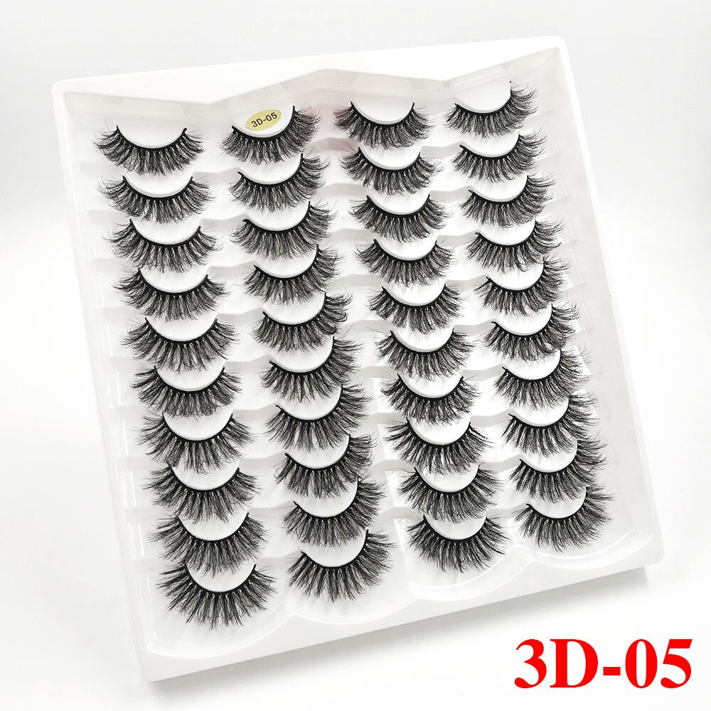 5/20Pairs Fake Lashes 3D Faux Mink Lashes Fluffy Soft Wispy Volume Natural long 8-25mm False Eyelashes Reusable Eyelashs