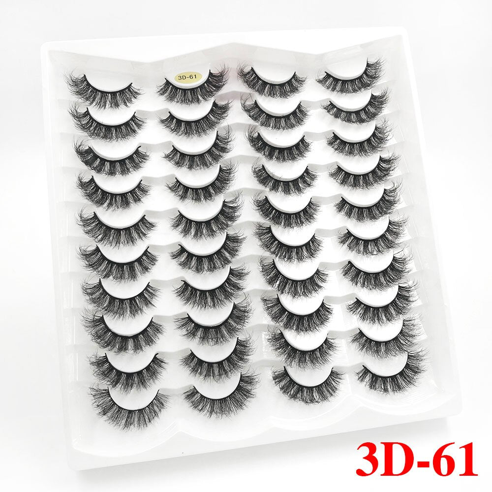 5/20Pairs Fake Lashes 3D Faux Mink Lashes Fluffy Soft Wispy Volume Natural long 8-25mm False Eyelashes Reusable Eyelashs