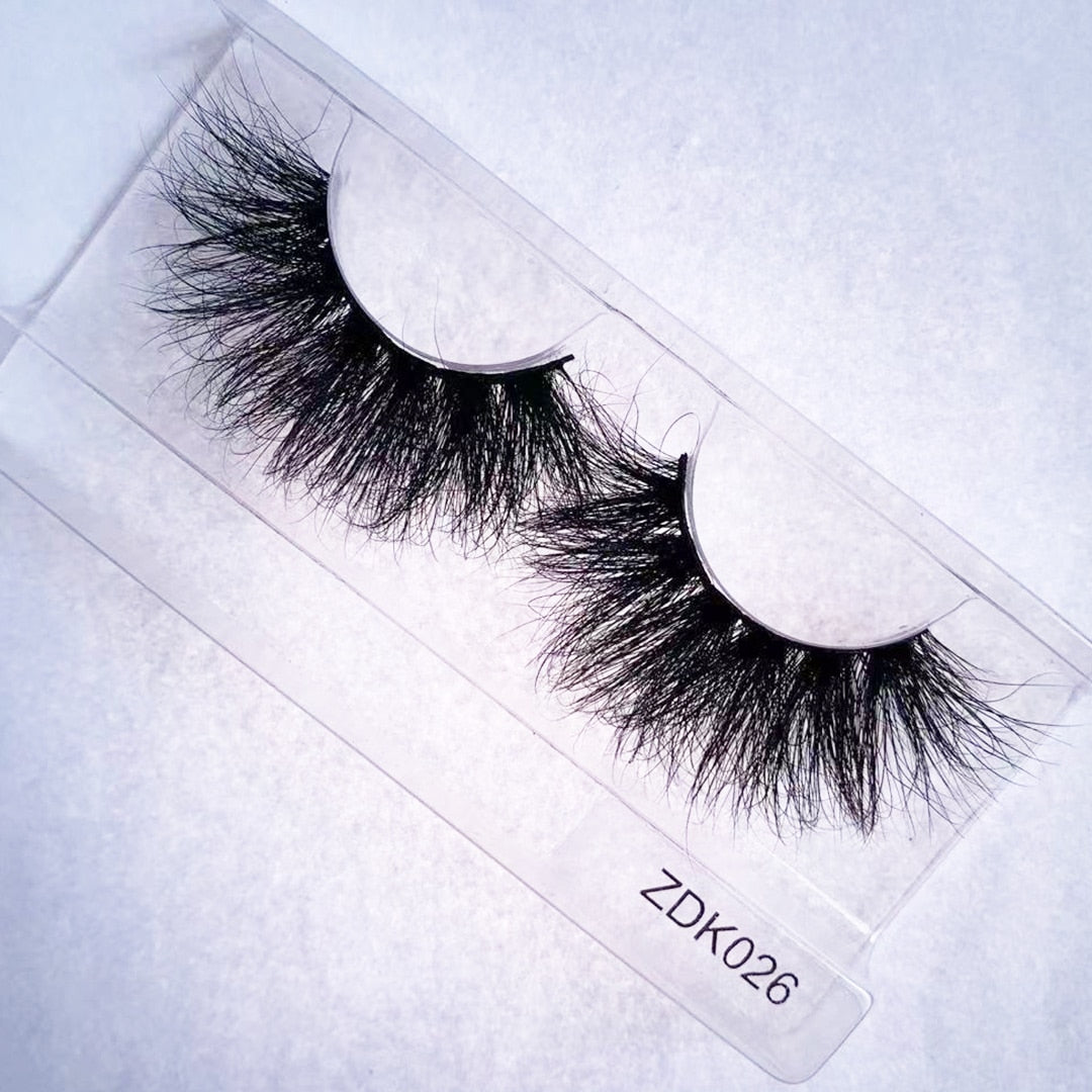 22mm 25mm Super Fluffy Dramatic Real Mink Lashes Wild Curly Eyelash