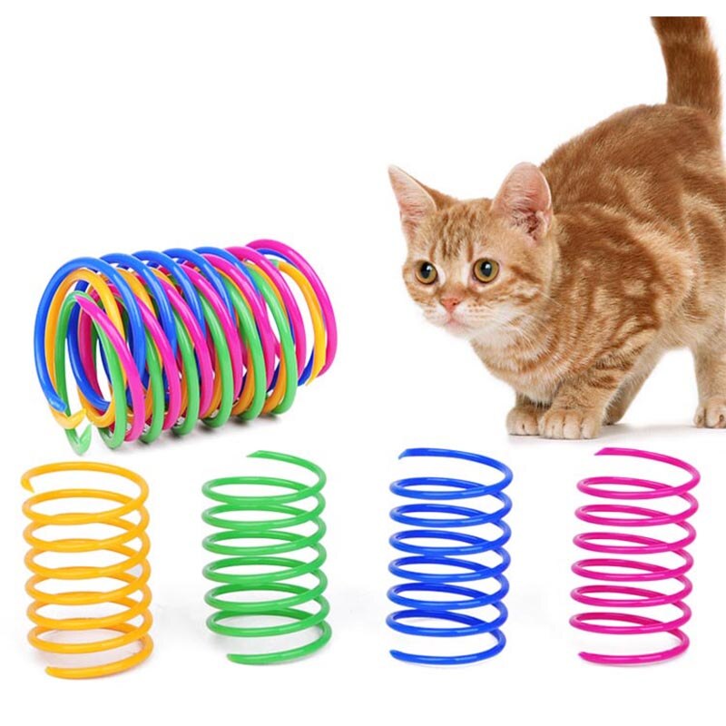 4/8PC Cat Colorful Spring Toy Creative Plastic Flexible Coil Interactive Toy Cat Funny Toy Pet