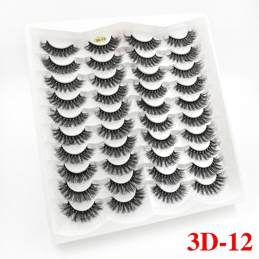 5/20Pairs Fake Lashes 3D Faux Mink Lashes Fluffy Soft Wispy Volume Natural long 8-25mm False Eyelashes Reusable Eyelashs