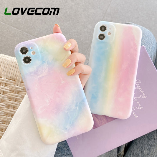 Rainbow Phone Case For For iPhone 13 Pro Max 12 11 Pro Max XR XS Max 7 8 Plus Soft Lens Protection Back Cover Coque