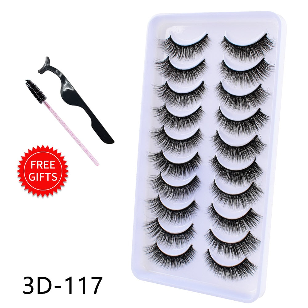 5/10/14Pairs Natural False Eyelashes Dramatic 3D Mink Lashes HandMade Fake Eyelash Extension Reusable Makeup Tool