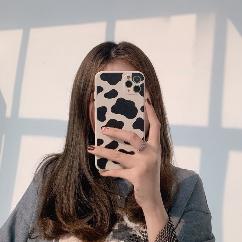 Retro cow print art japanese Phone Case for apple iPhone 13 12 11 Pro Max Xr Xs Max 7 8 Plus X 13mini case Cute soft cover