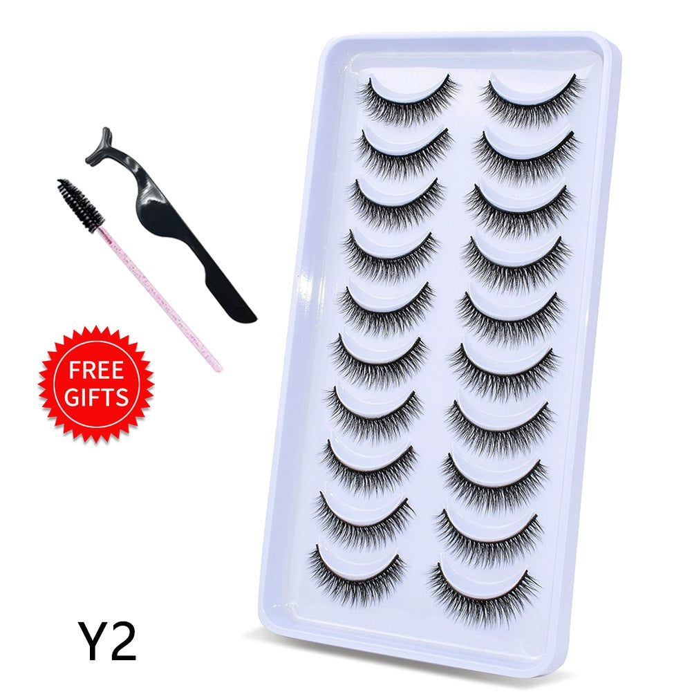 5/10/14Pairs Natural False Eyelashes Dramatic 3D Mink Lashes HandMade Fake Eyelash Extension Reusable Makeup Tool