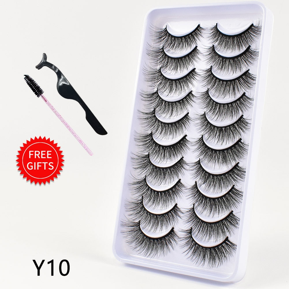 5/10/14Pairs Natural False Eyelashes Dramatic 3D Mink Lashes HandMade Fake Eyelash Extension Reusable Makeup Tool