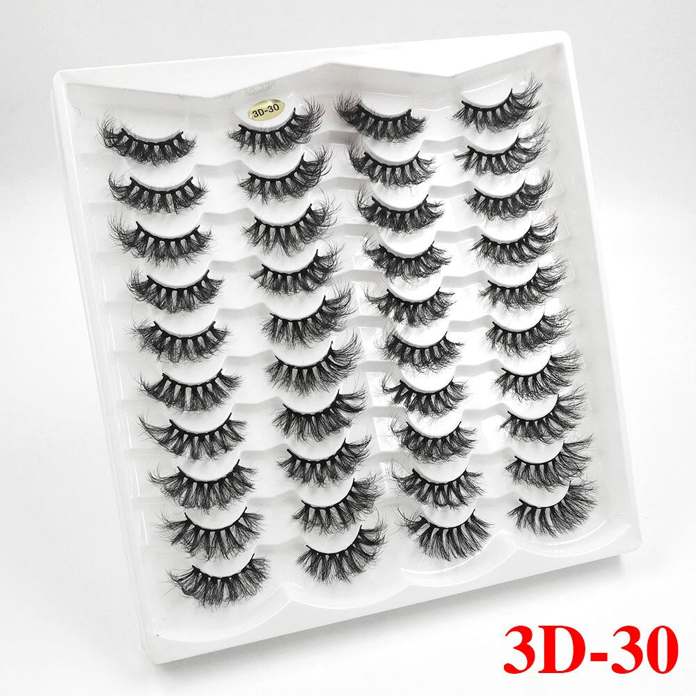 5/20Pairs Fake Lashes 3D Faux Mink Lashes Fluffy Soft Wispy Volume Natural long 8-25mm False Eyelashes Reusable Eyelashs