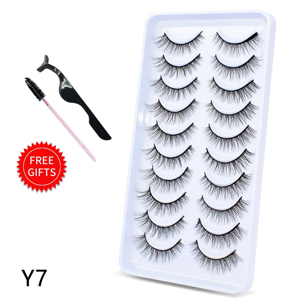 5/10/14Pairs Natural False Eyelashes Dramatic 3D Mink Lashes HandMade Fake Eyelash Extension Reusable Makeup Tool