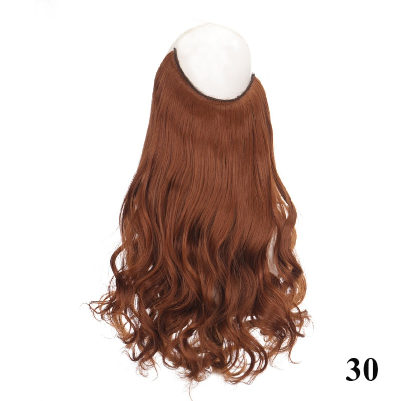 Synthetic 24 Inches No Clips In Natural Hidden Secret False Hair Piece Hair Extension Long Curly Fish Line Hair Pieces