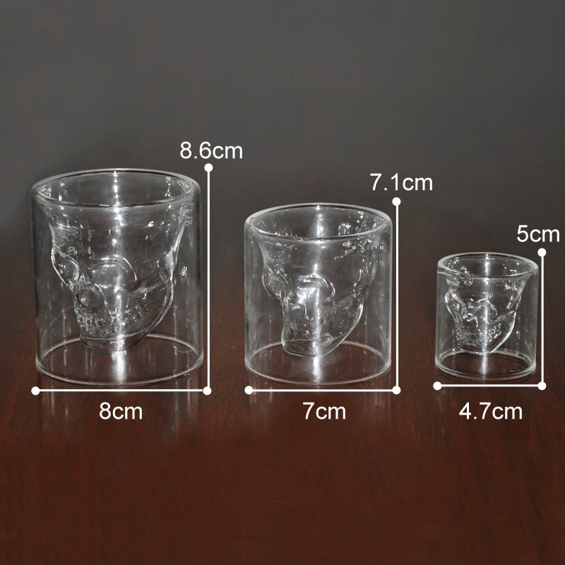 4 Sizes Skull Cup Shot Glass Transparent Cup Crystal Skull Head Glass Cup for Whiskey Wine Vodka Bar Club Beer