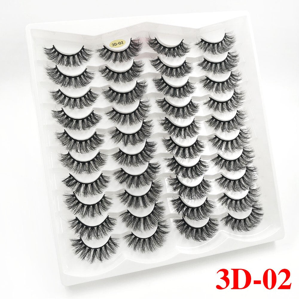 5/20Pairs Fake Lashes 3D Faux Mink Lashes Fluffy Soft Wispy Volume Natural long 8-25mm False Eyelashes Reusable Eyelashs