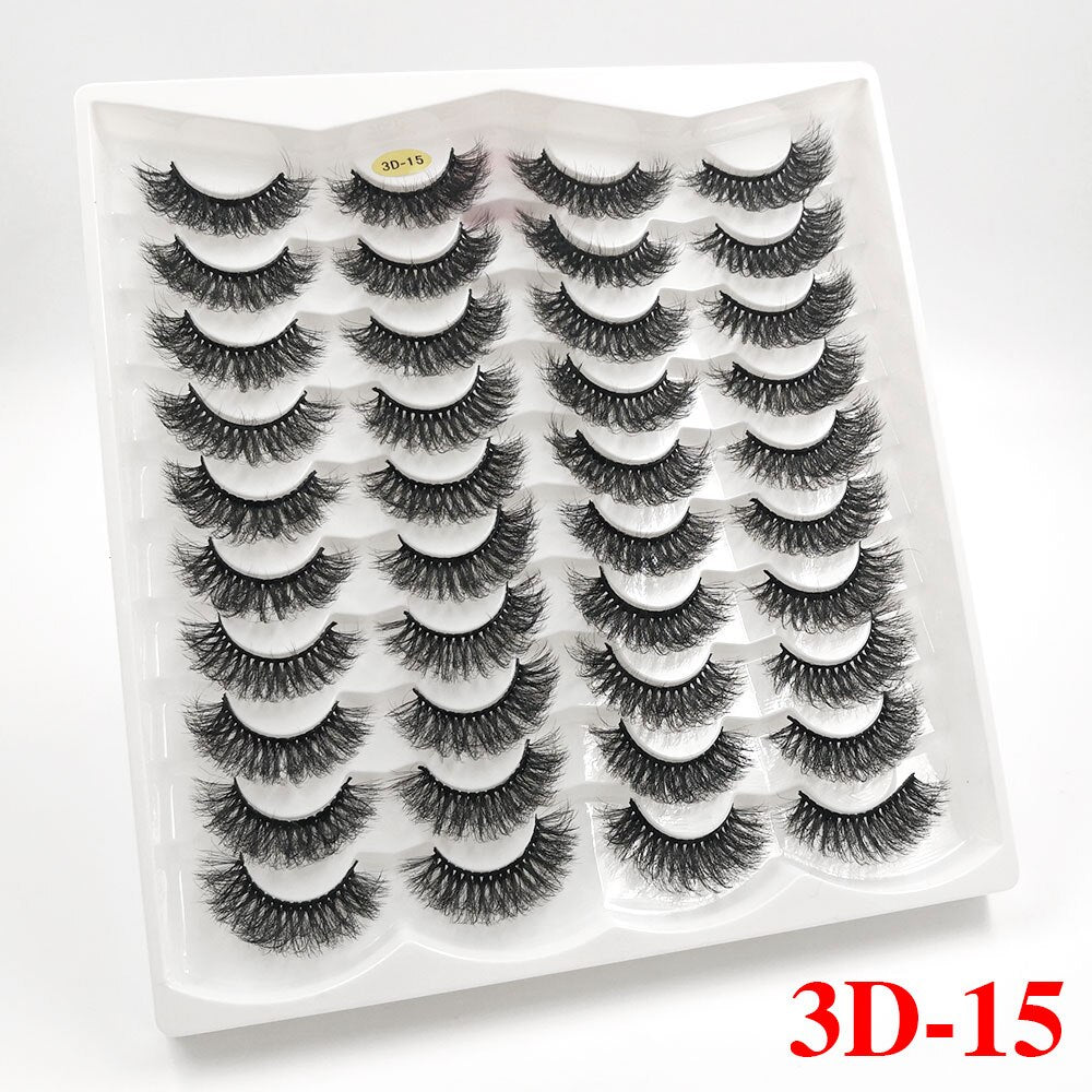 5/20Pairs Fake Lashes 3D Faux Mink Lashes Fluffy Soft Wispy Volume Natural long 8-25mm False Eyelashes Reusable Eyelashs