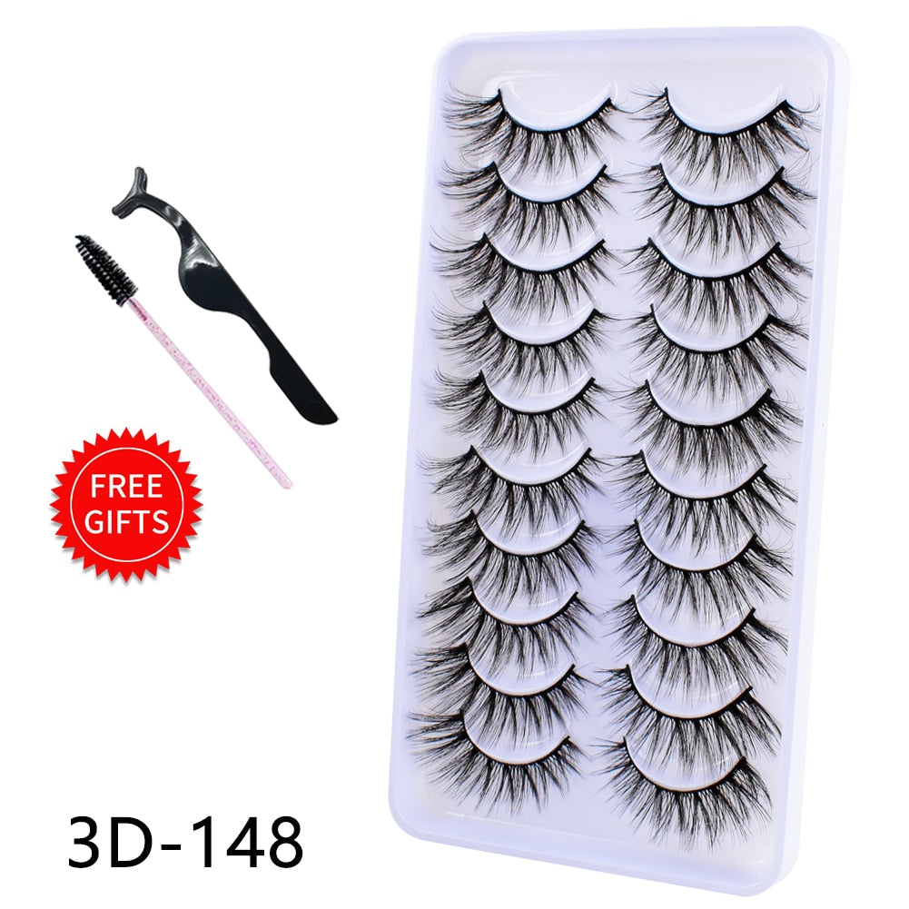 5/10/14Pairs Natural False Eyelashes Dramatic 3D Mink Lashes HandMade Fake Eyelash Extension Reusable Makeup Tool