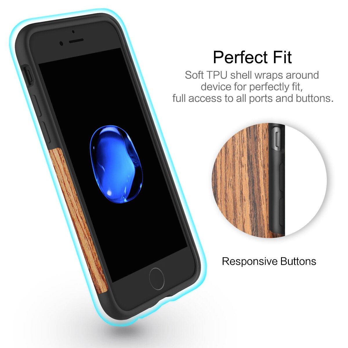 Wood Phone Case for iPhone 7 8 Plus SE 2 Hybrid Soft TPU Silicone Back Cover Case for iPhone X XS MAX XR