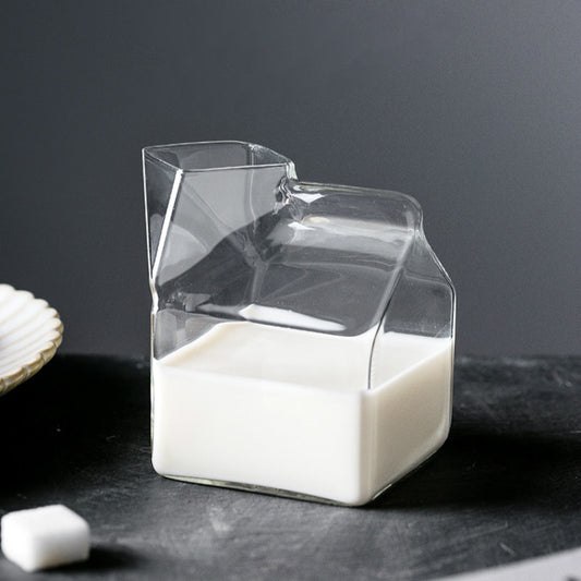 Japanese Style Glass Cup Square Milk Box Microwave Oven Can Heat Creative Home Kitchen Tableware Supplies