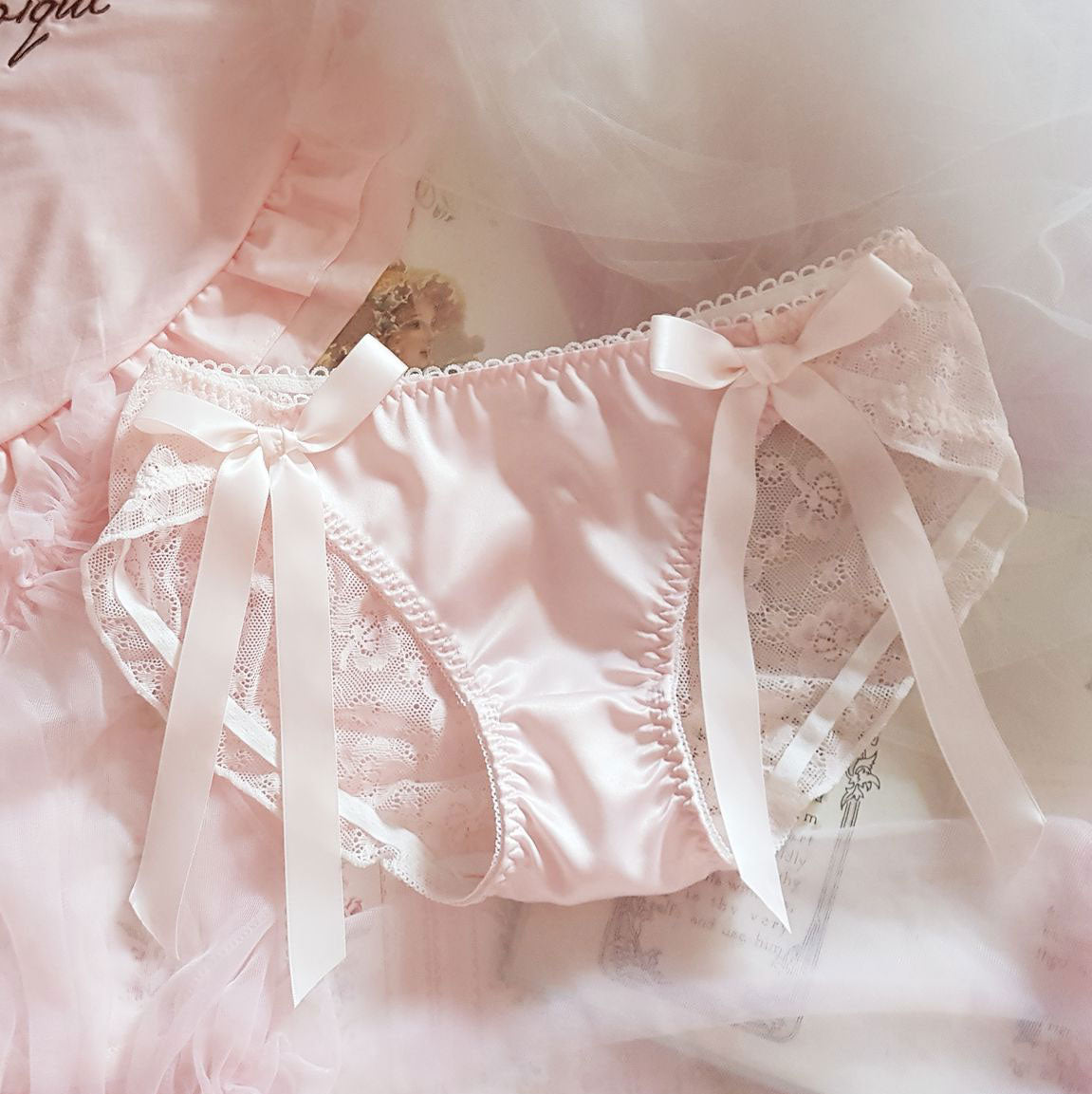 Japanese-Style Soft Girl Thin Transparent Pink Lolita Loli Lace Cute Sexy Underwear