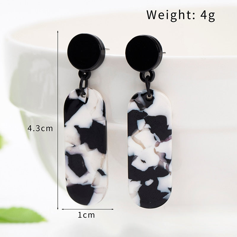 Black white Stripe Drop Earring Water Drop Pendant Hollow Round Cat Earring Jewel Brincos