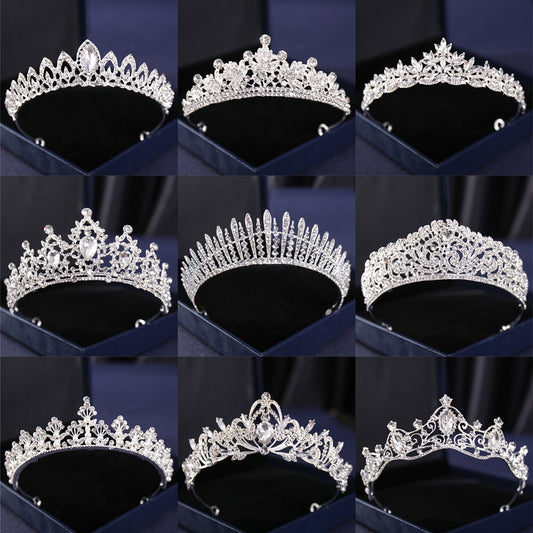 Silver Color Crysta Crowns And Tiaras Baroque Vintage Crown Tiara For Women Bride Pageant Prom Diadem Wedding Hair Accessories