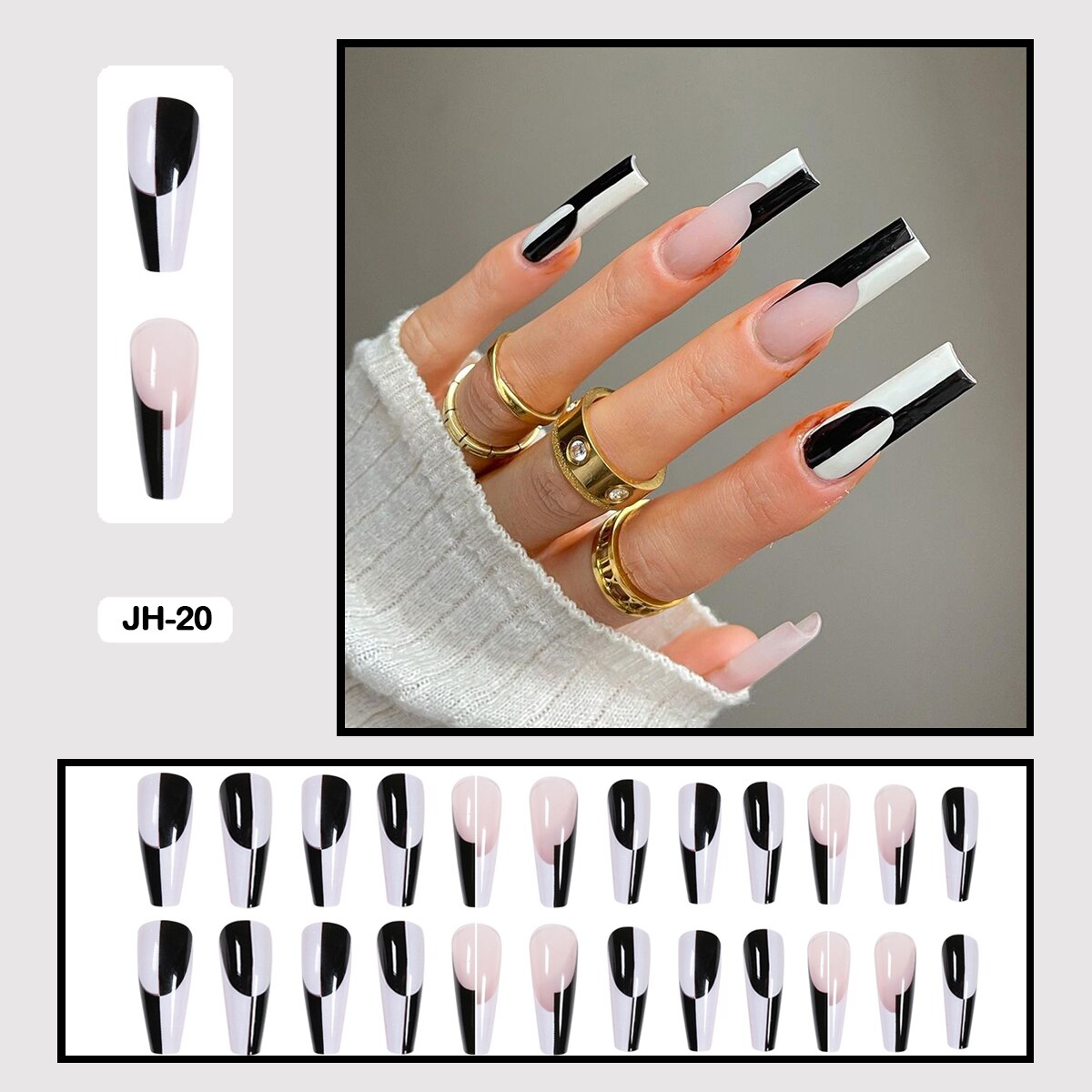 24PCS Dark Punk False Nails with Glue Gradient Long Detachable Fire Stick on Nails Skull Flame  Art DIY Fashion Manicure Tool