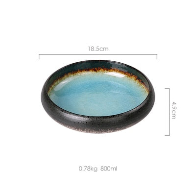 1Pcs Creative Ice Split Glaze Ceramic Plate Japanese Sushi Sashimi Plate Dish Salad Plate