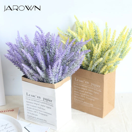 Artificial Lavender Fake Flower Wedding Romantic Provence Decor Nordic Style Vase Mini Storage Kraft Paper Bag Home Decor