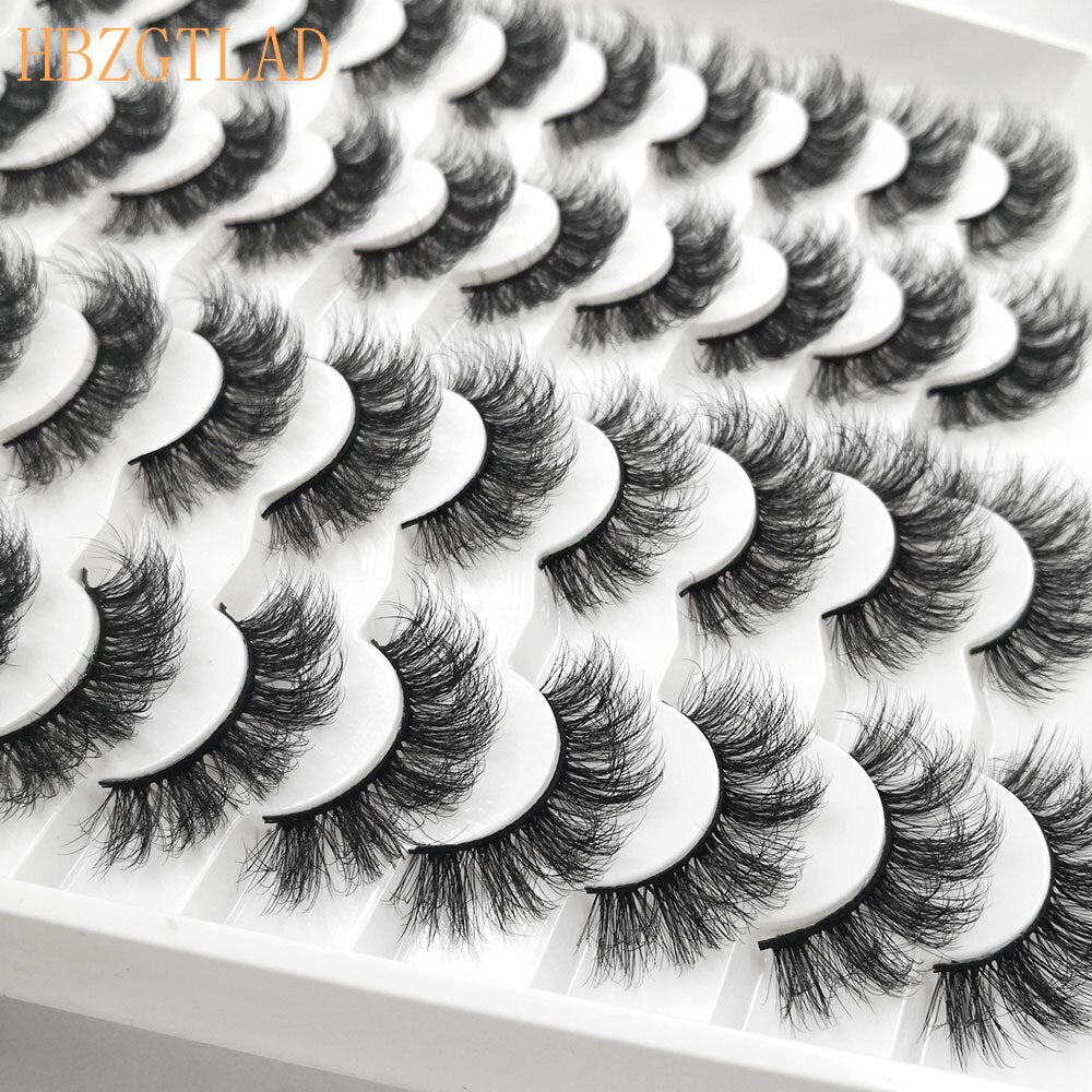 5/20Pairs Fake Lashes 3D Faux Mink Lashes Fluffy Soft Wispy Volume Natural long 8-25mm False Eyelashes Reusable Eyelashs