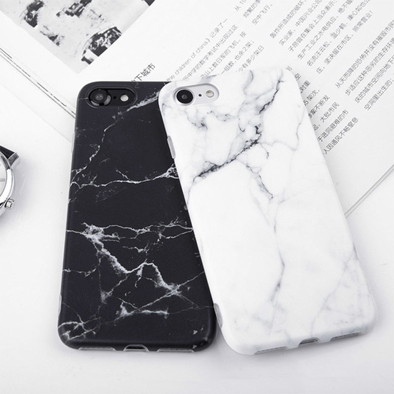 Marble Stone Gel Case for Apple iPhone 7 6s 6 8 Plus  X  XR XS Max Cases Black White Soft Squishy phone Case