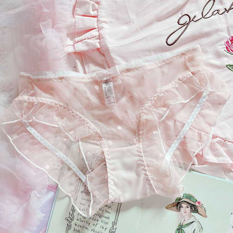 Japanese-Style Soft Girl Thin Transparent Pink Lolita Loli Lace Cute Sexy Underwear