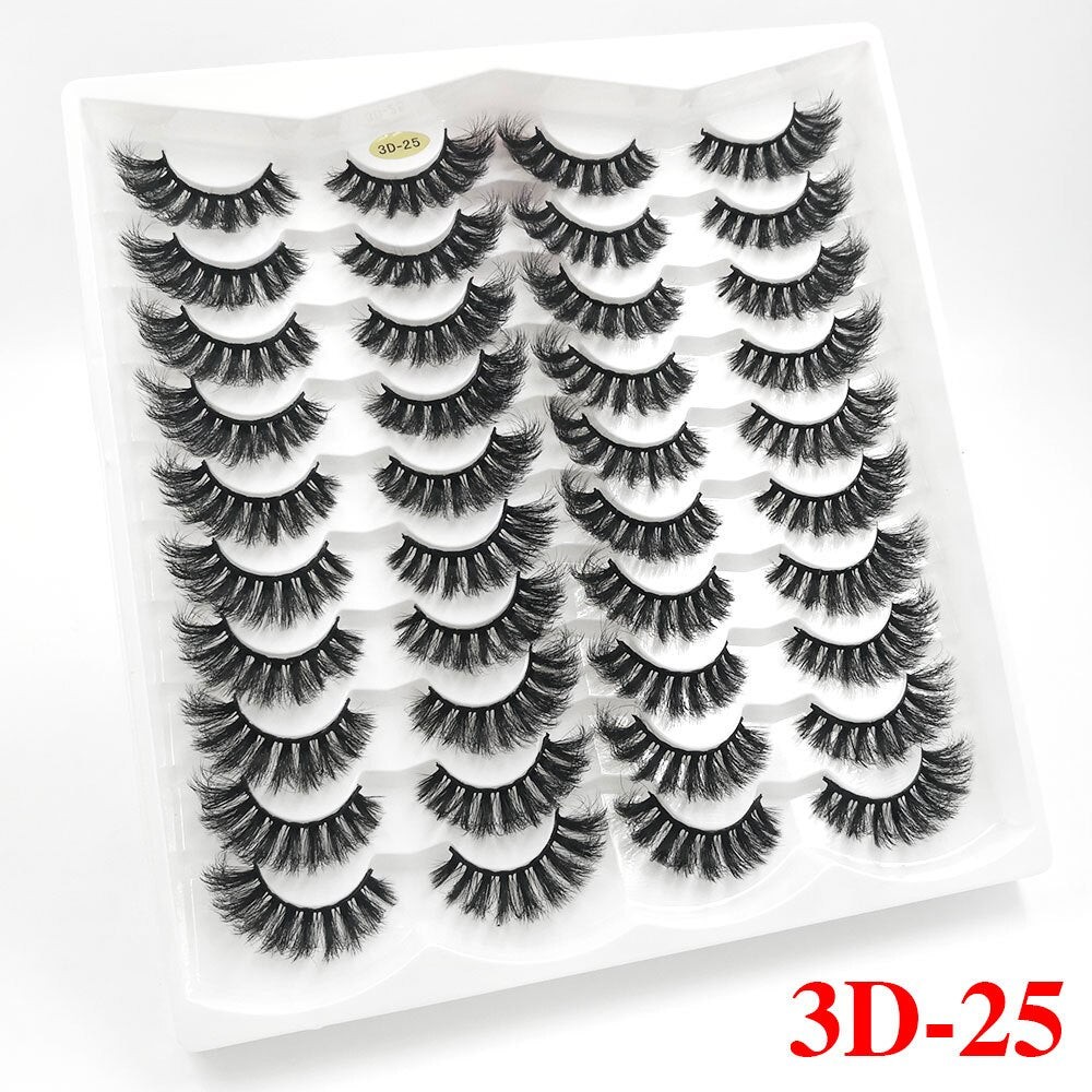 5/20Pairs Fake Lashes 3D Faux Mink Lashes Fluffy Soft Wispy Volume Natural long 8-25mm False Eyelashes Reusable Eyelashs