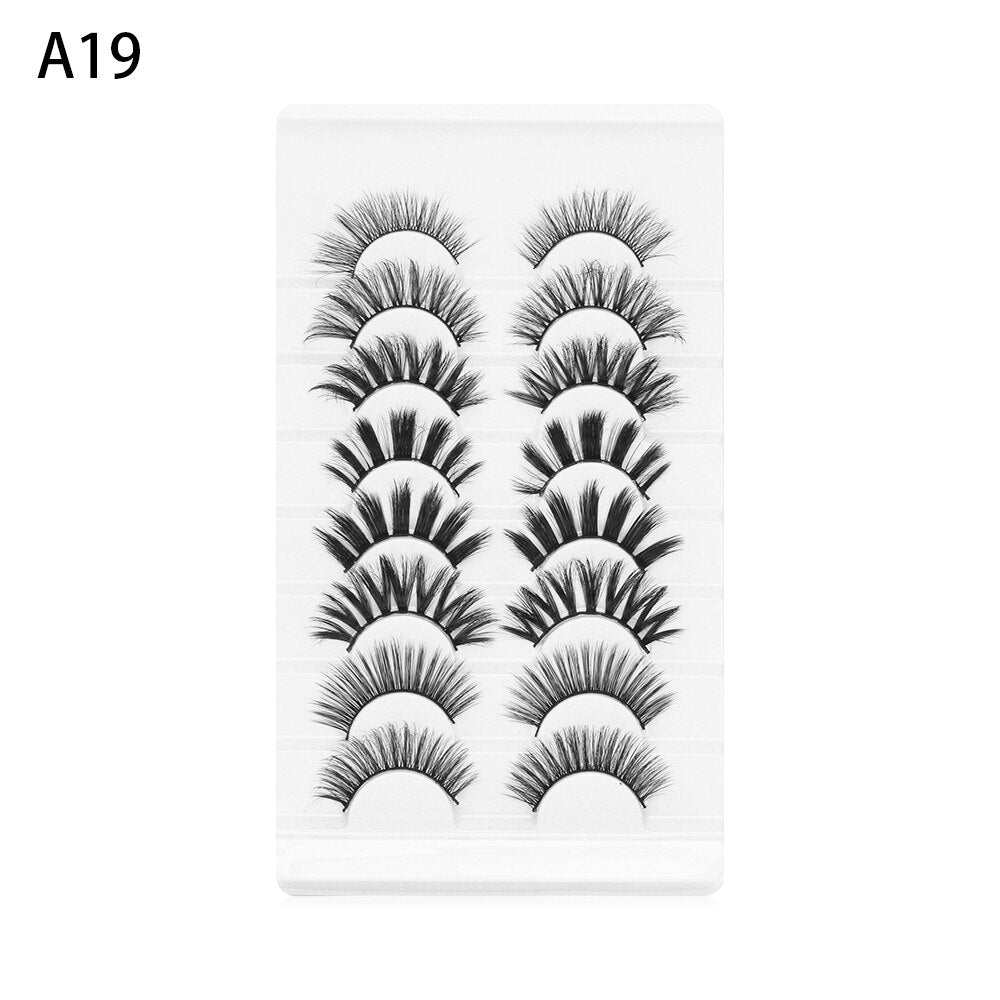 8 Pairs 3D Mink False Eyelashes Mixed Style 100% Mink Hair Wispies Criss-cross Fluffy Eyelashes Volume Handmade Cruelty-free