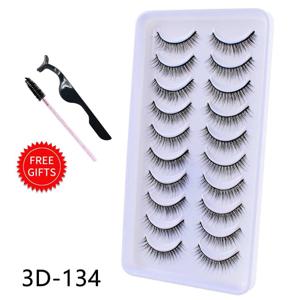 5/10/14Pairs Natural False Eyelashes Dramatic 3D Mink Lashes HandMade Fake Eyelash Extension Reusable Makeup Tool