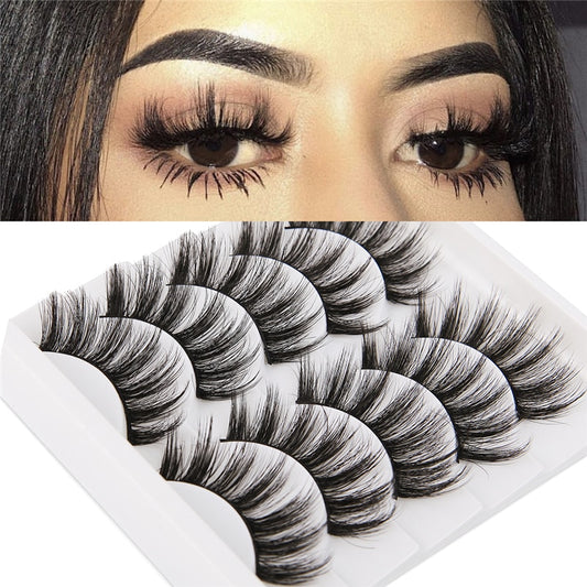 5 Pairs 3D Faux Mink Hair Soft False Eyelashes Fluffy Wispy Long Thick Lashes Handmade Soft Eye Lash Makeup Extension Tools